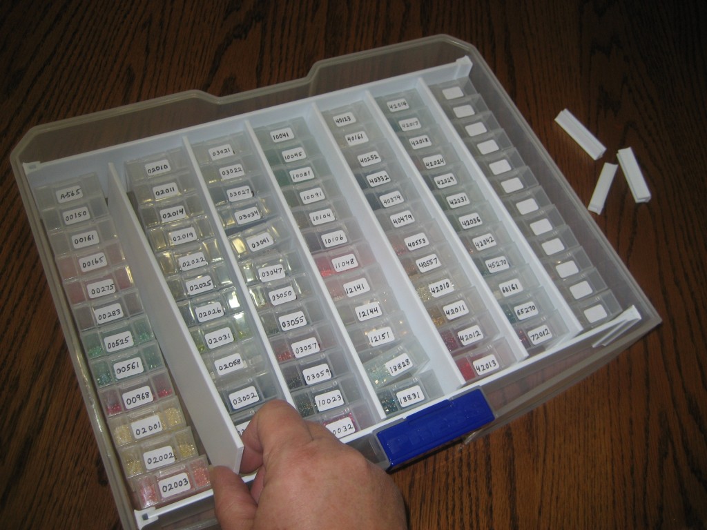 bead boxes in drawer