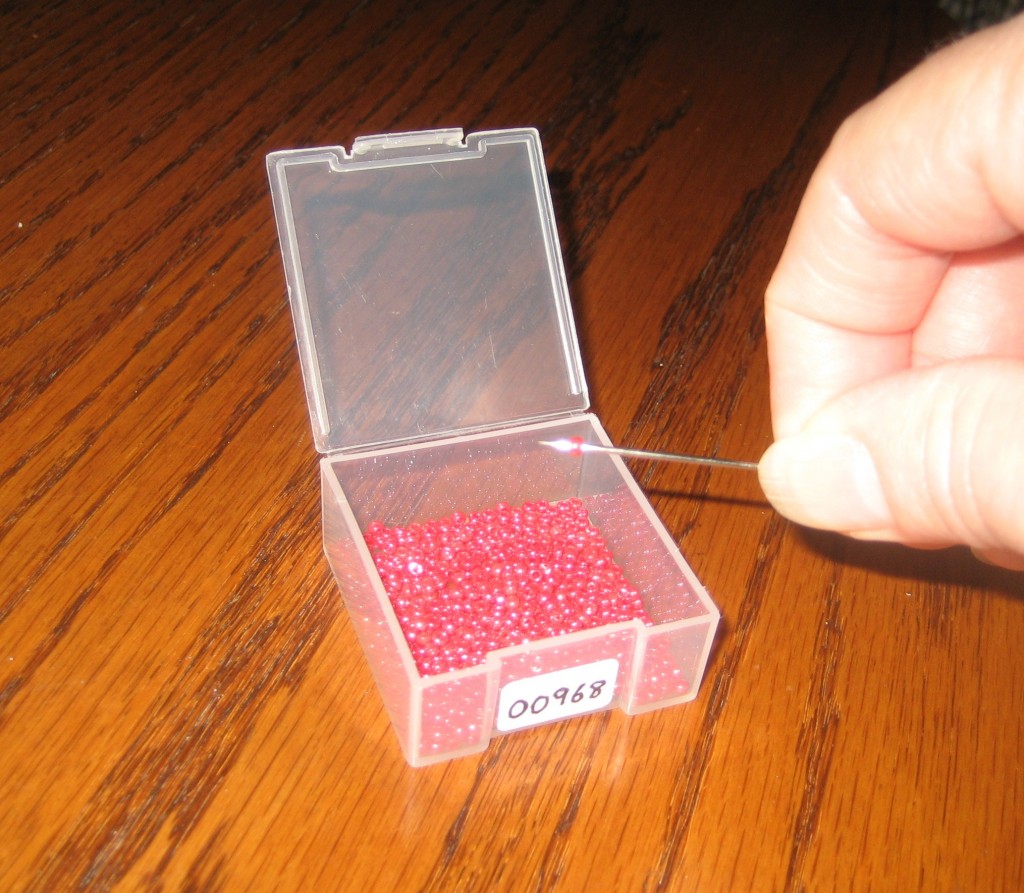beads in shallow box