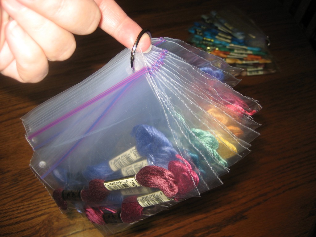 embroidery floss in bags