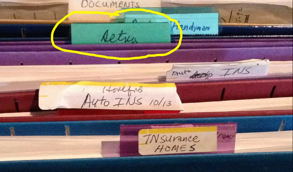 File with Aetna label - A Jones For Organizing