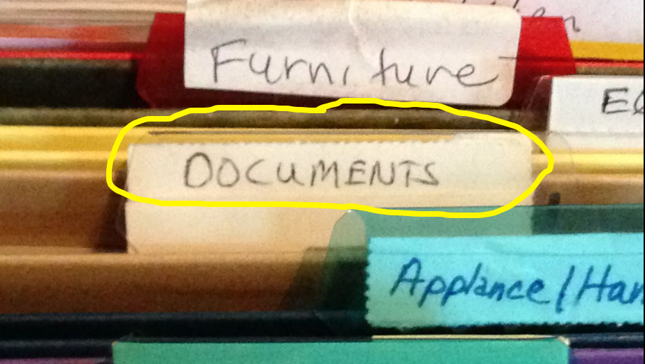 File with Documents label - A Jones For Organizing